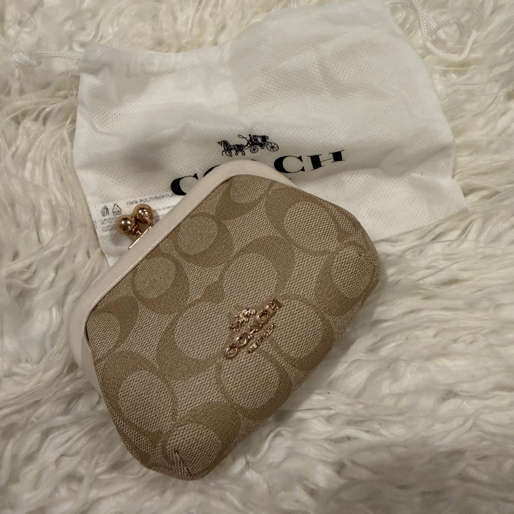 Coach Beige and Cream Cosmetic Bag